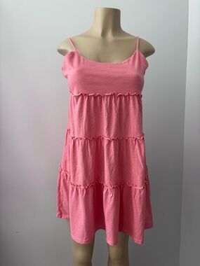 Z Supply Rose Pink Tiered Mini Dress Spaghetti Strap Size Small Casual Summer